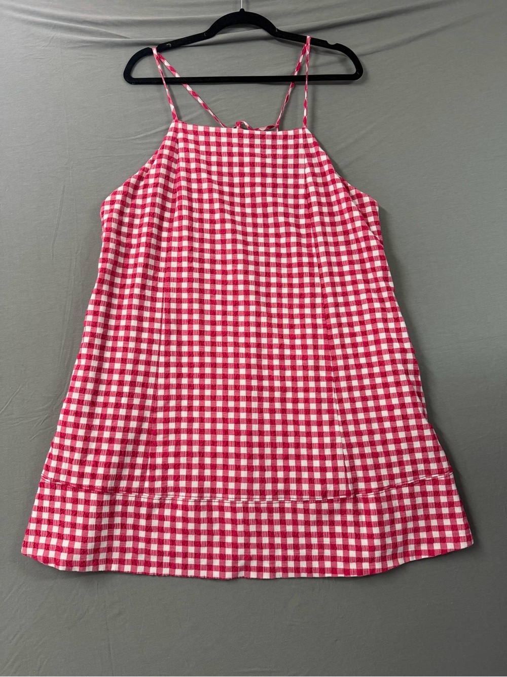 Maeve Anthropologie Pink Gingham Mini Dress Size L
